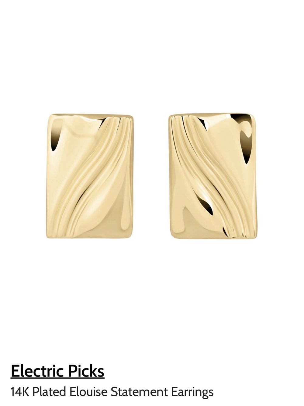 14K Gold-Plated Elouise Statement Rectangular Stud Earrings